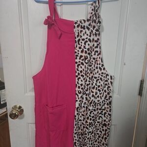 Pink and Leopard Print Apron Dress